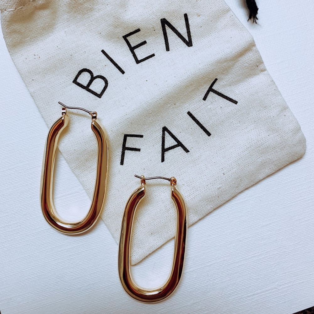 Gold Thick Oval Hoops | Gold Chunky Oval Hoops